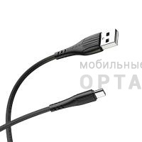 Кабель Usb to Type-c BOROFONE BX37, Wieldy, 1.0м, круглый, 3.0A, силикон, цвет: чёрный (1/360)