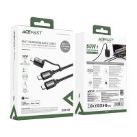 Кабель Type-C-Type-C, Lightning, ACEFAST C20-01, 1.2м, 3.0A, 60Вт, черный