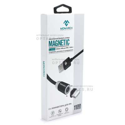 Кабель USB 2в1 магнитный Monarch S-Series, черный