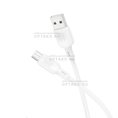 Кабель Usb to Micro BOROFONE BX113 Lenny, 1m, 2.4A, силикон, цвет: белый (1/360)